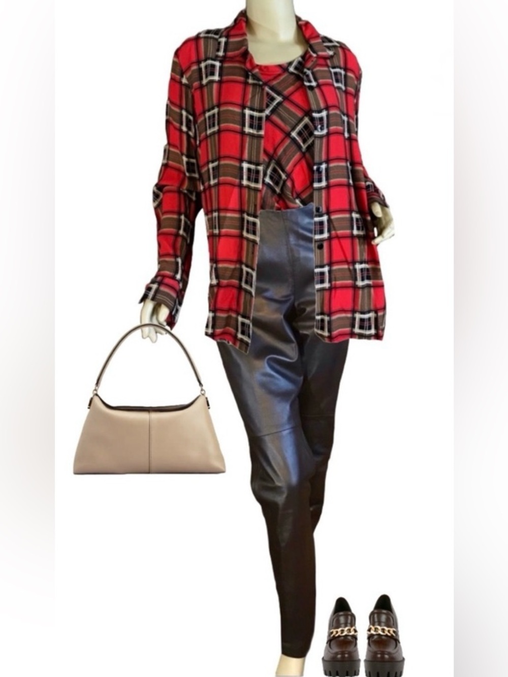 ILYSE HART LTD ORANGE & OLIVE TWIN SHIRT SET NWT (M)